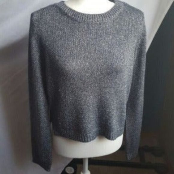 DIVIDED by H&M silver Sparkle metallic Sweater with Zipper scoop neck Small - Picture 1 of 4